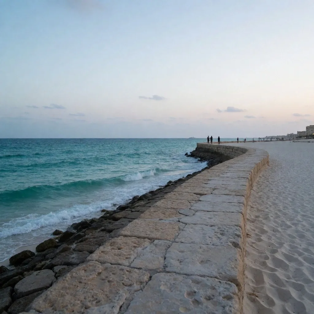 Mediterranean corniche at dusk