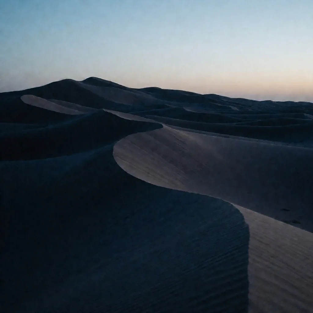 Inland sand dunes at twilight