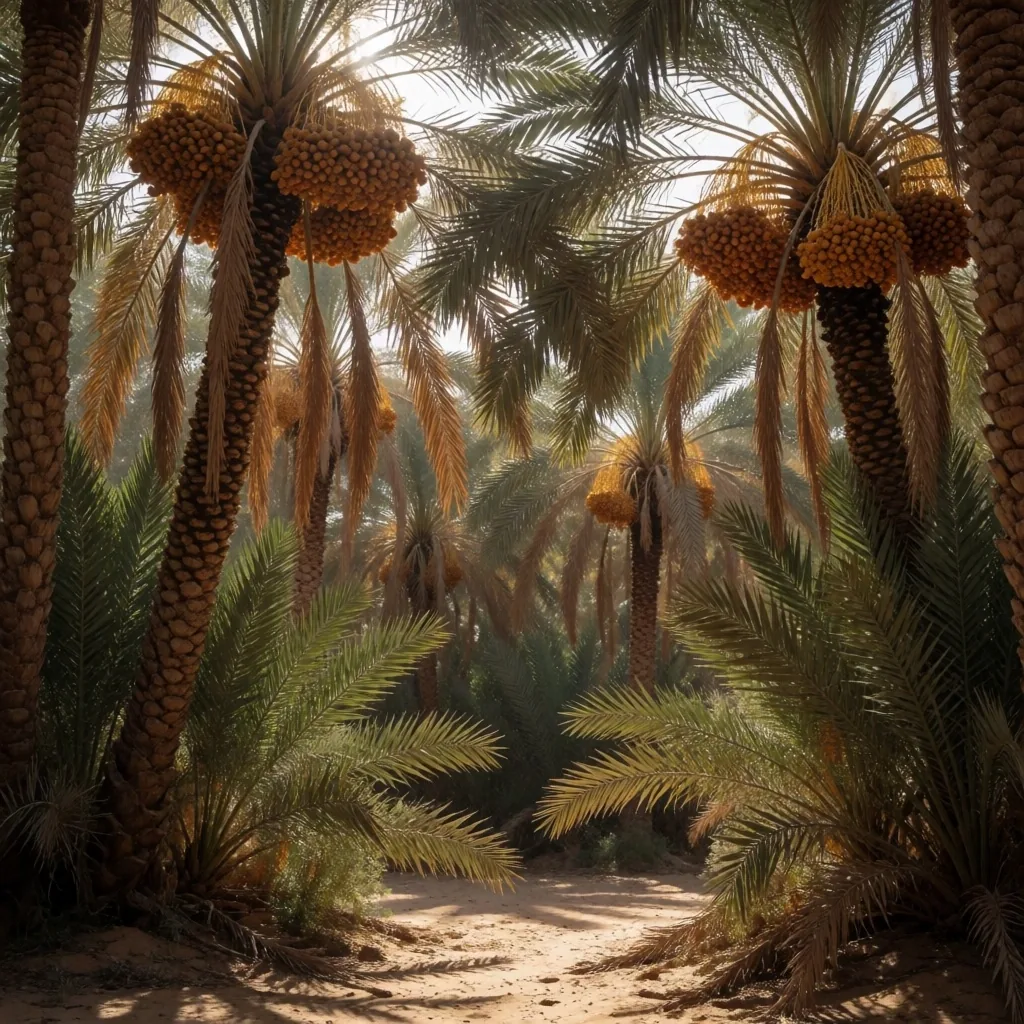 Palm grove in a desert oasis
